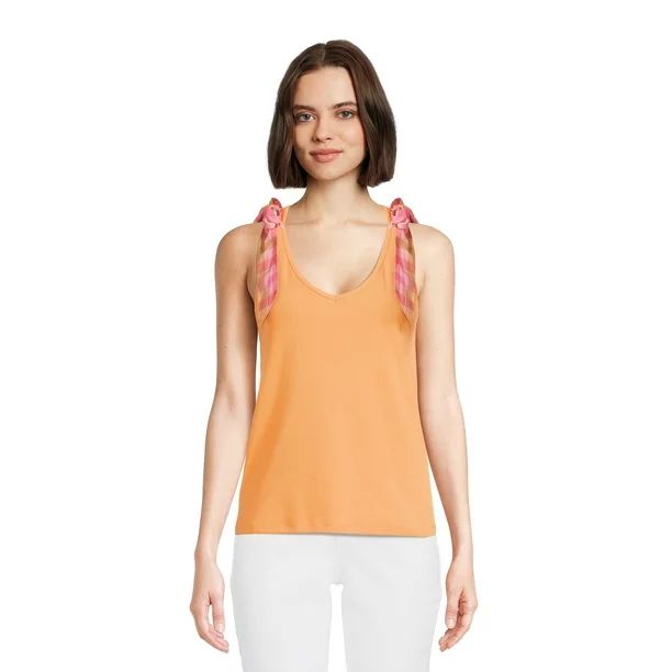 Time and Tru Women's Bow Shoulder Tank Top | Walmart (US)