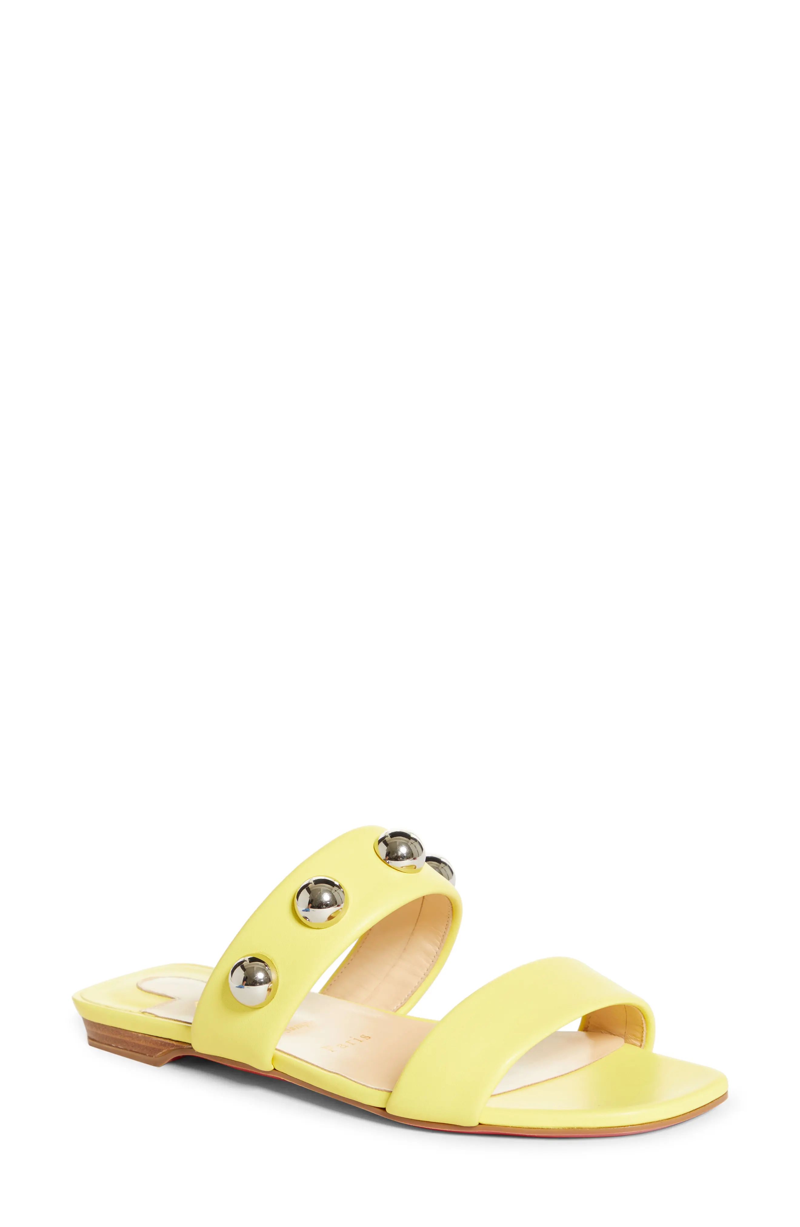 Women's Christian Louboutin Simple Bille Slide Sandal, Size 6.5US - Yellow | Nordstrom