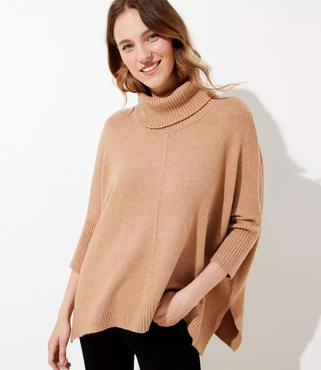 Turtleneck Poncho Sweater | LOFT | LOFT
