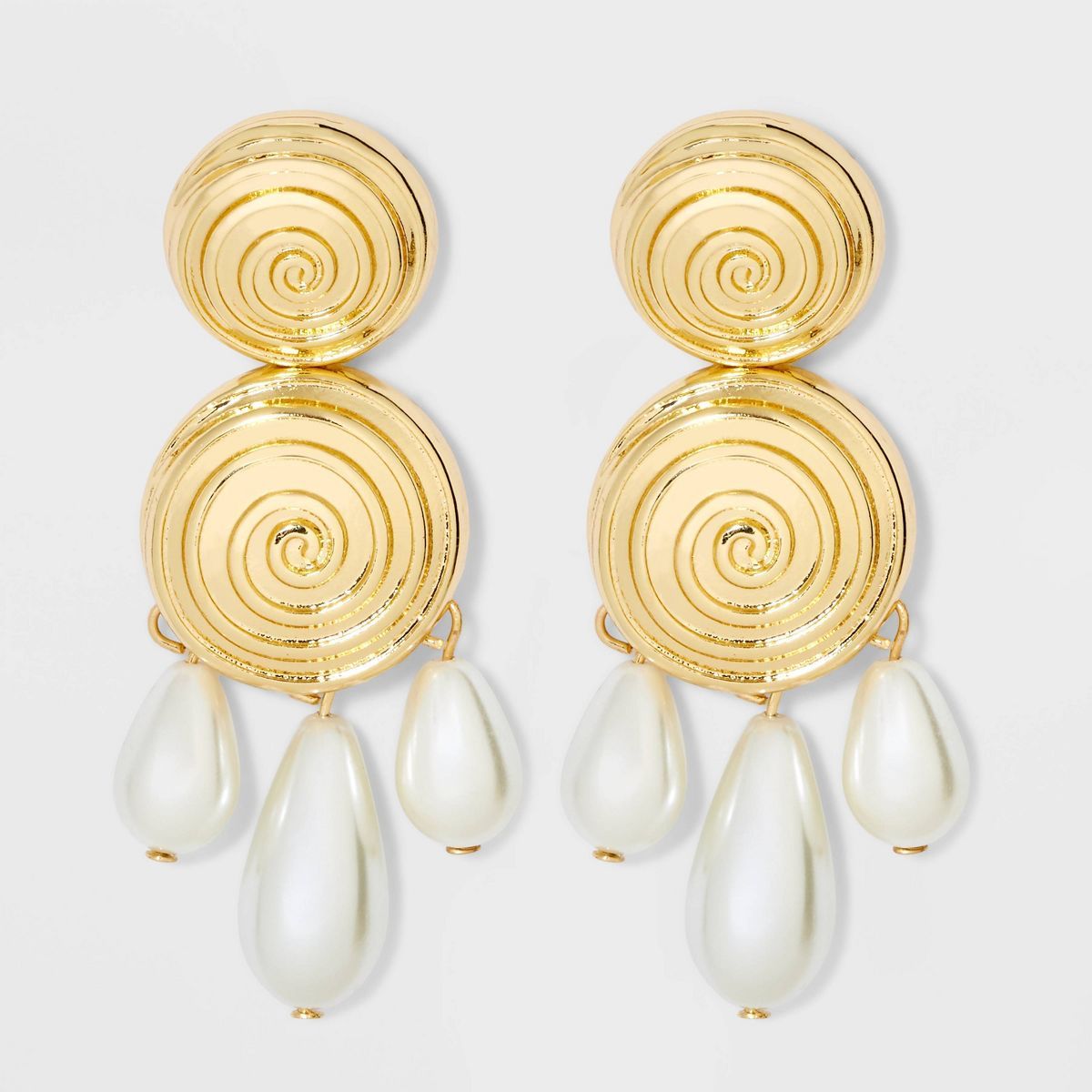 SUGARFIX by BaubleBar Swirled Pearl Statement Earrings - Gold | Target