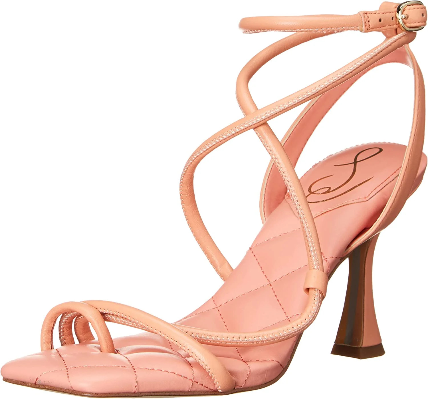 Sam Edelman Maven Clay Tubular Vamp Buckle Ankle Straps Flared Heeled Sandals (Clay, 7) | Walmart (US)