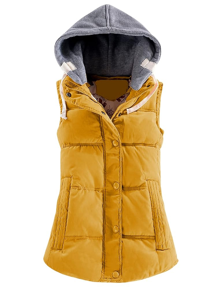 Yeokou Women's Slim Sleeveless Quilted Removable Hooded Winter Puffer Vest Coat | Amazon (US)