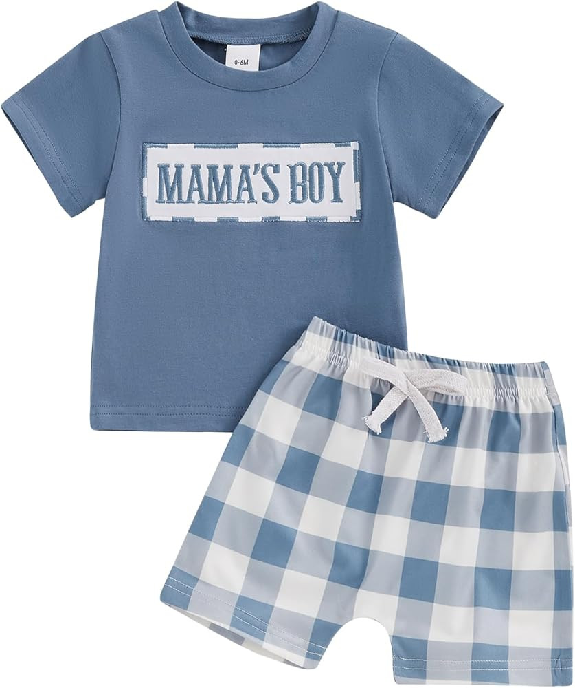 NZNDSHD Baby Boy Summer Clothes Daddys/Mamas Boy Matching Outfit Short Sleeve Embroidery T-shirt ... | Amazon (US)
