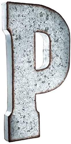 Huge 20" Metal Alphabet Wall Décor Letter P Rusted Edge Galvanized Metal | Amazon (US)