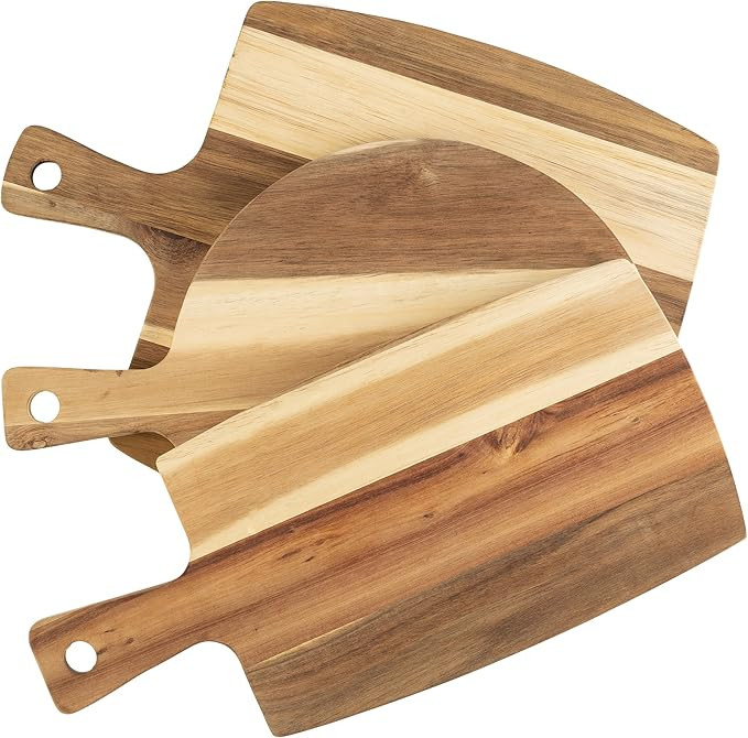 Cutting Boards for Kitchen - 3-Piece Acacia Wood Cutting Board Set with Handles - For Chopping, P... | Amazon (US)