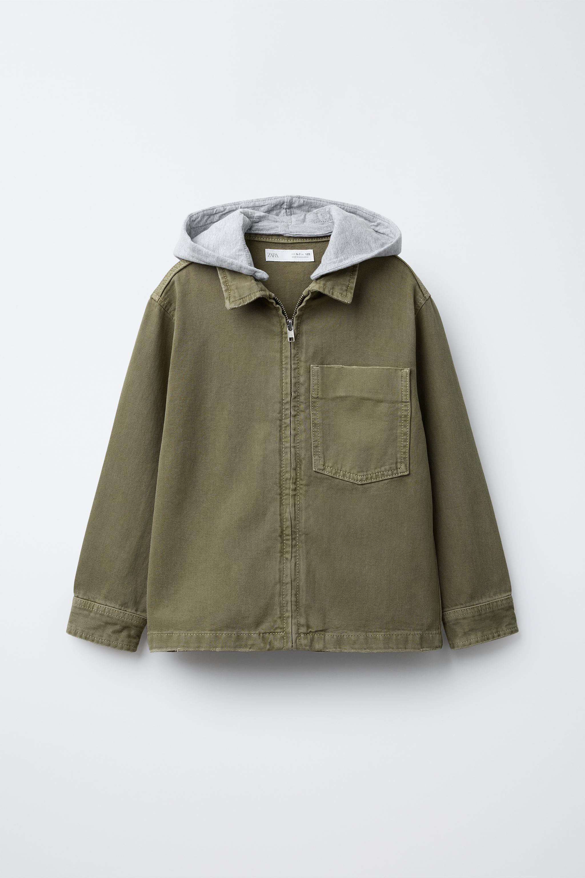 TWILL OVERSHIRT WITH REMOVABLE HOOD | Zara US