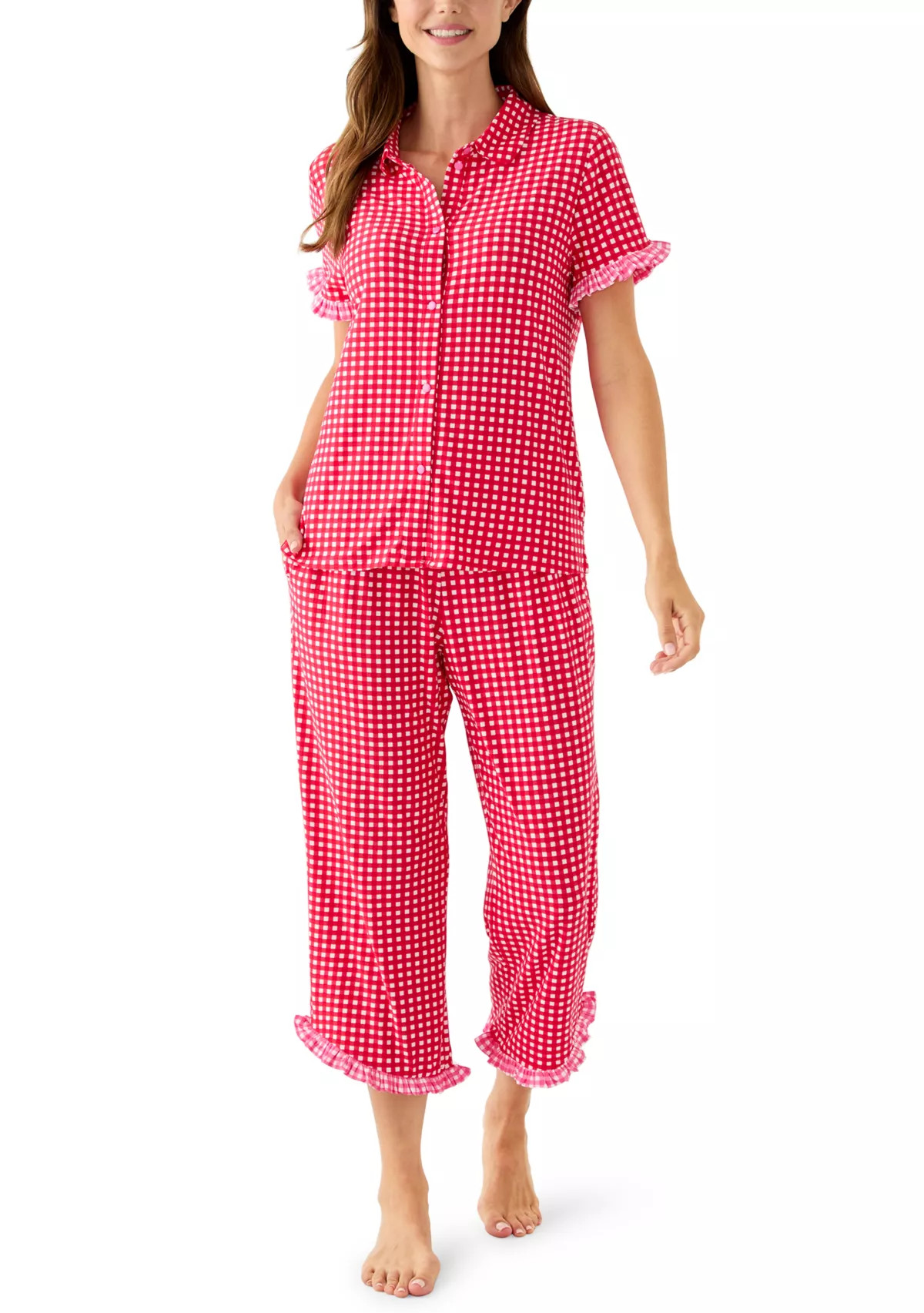 Women's Short Sleeve Ruffle Pajama Set | Belk