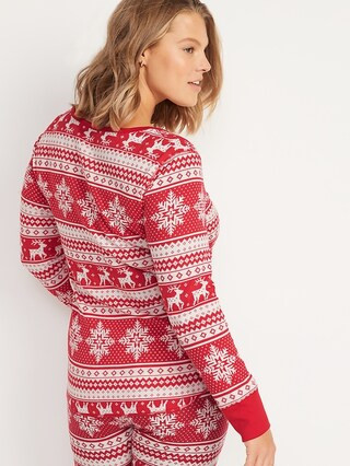 Matching Printed Thermal-Knit Long-Sleeve Pajama Top for Women | Old Navy (US)
