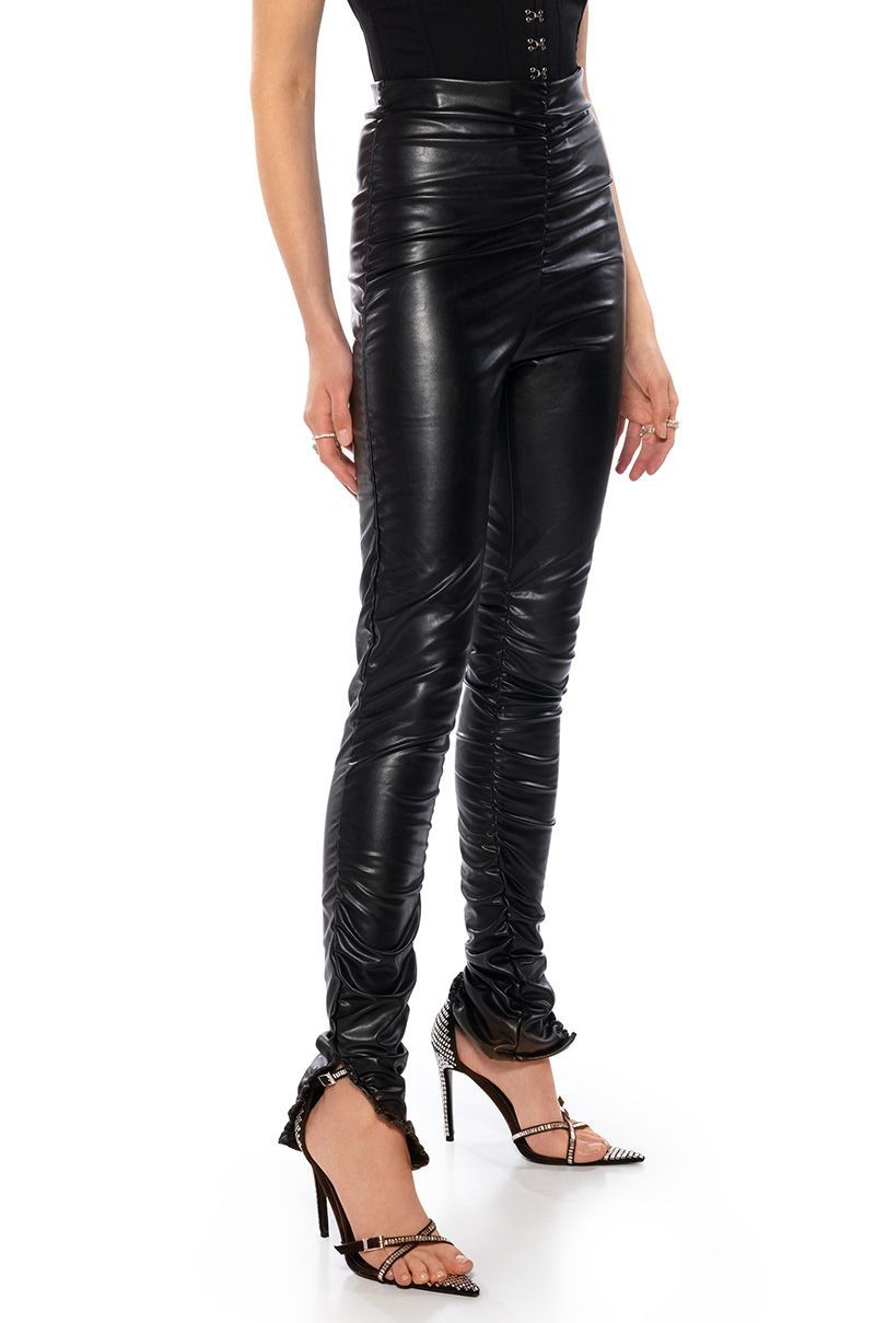 BUTTERY RUCHED FAUX LEATHER LEGGINGS | AKIRA