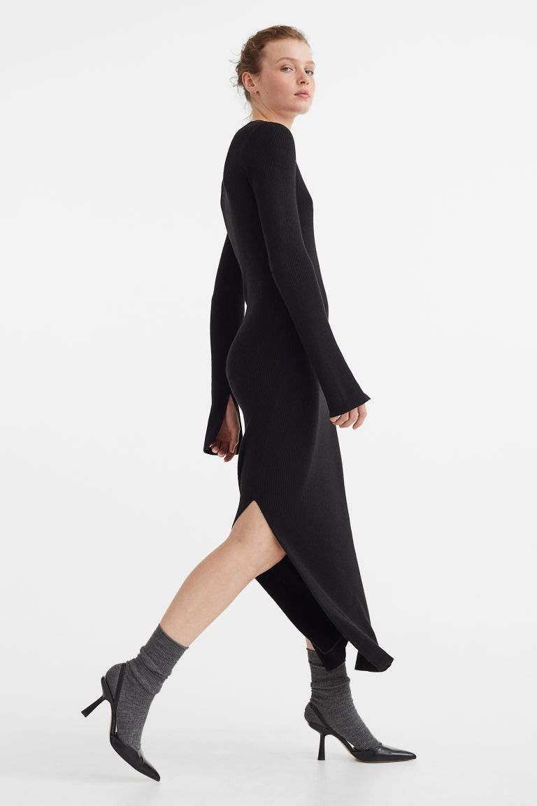 Rib-knit Dress - Black - Ladies | H&M US | H&M (US + CA)