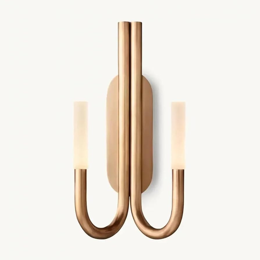 Wall Lights, Double Sconce Solid Brass LED Wall Lamps with Glass Shade Home Decoration Bathroom L... | Amazon (US)