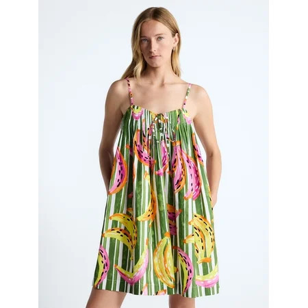 Free Assembly Women s and Women s Plus Cotton Pintuck Mini Dress  Sizes XS-4X | Walmart (US)