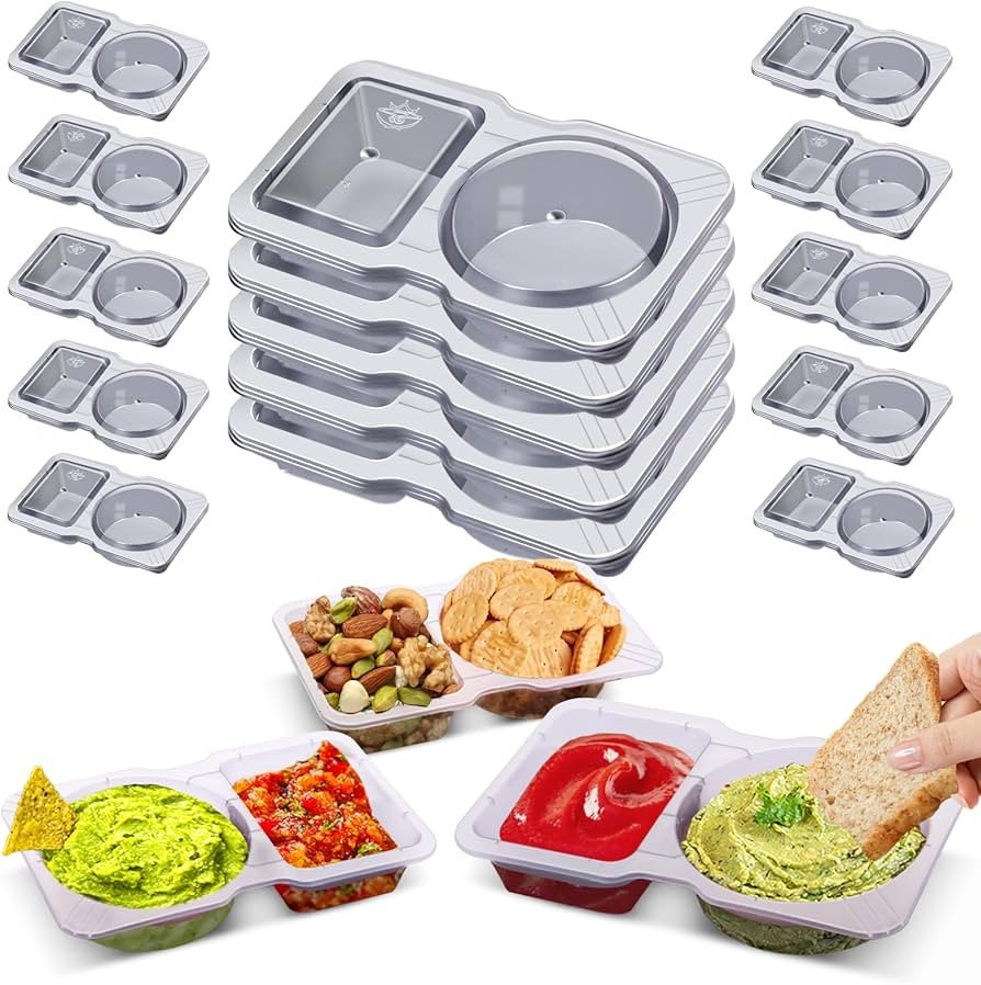 15 Sets Snack Containers, Reusable Double 2 Compartment Condiment with lids for Sauces Dipping,Di... | Amazon (US)