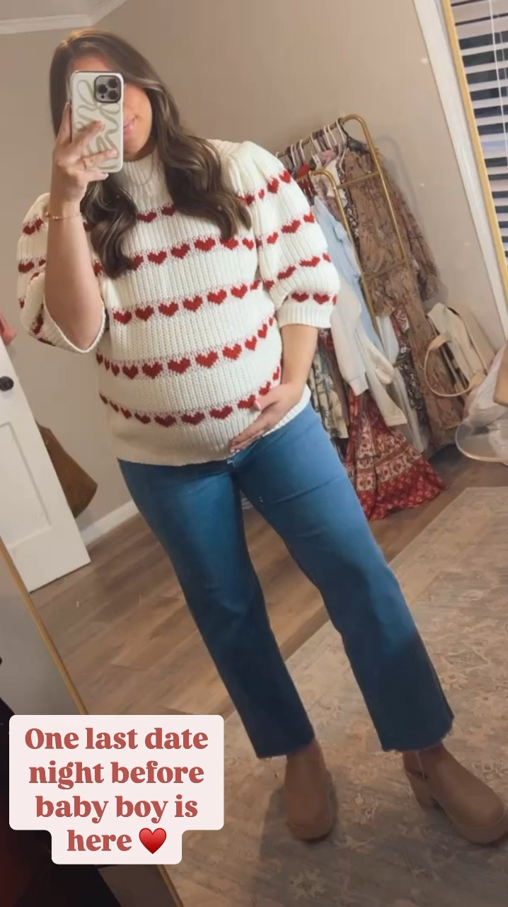 Valentine’s Day ootd, valentines outfit, valentines fashion, valentines style, maternity jeans, heart sweater, Marshall’s finds, Marshall’s fashion, bump friendly sweater, bump friendly fashion, shein maternity jeans, shein maternity finds, clogs, fit flop shoes, clogs ootd 

#LTKFindsUnder50 #LTKStyleTip #LTKBump