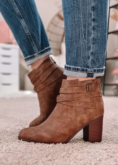 Stunning faux soft suede booties with a 3” heel. Enough for a little height but not too crazy. The chunky heel makes them easy to walk in.

Minimal distressed jeans are my current favorite pair. If you’re not familiar with the brand def follow the size chart and don’t be afraid to go up, I think they run a little small!

#LTKunder100 #LTKshoecrush #LTKSeasonal