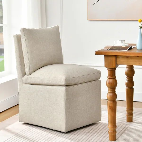 Upholstered Swiveling Linen Accent Sofa Chair - Armless | Bed Bath & Beyond