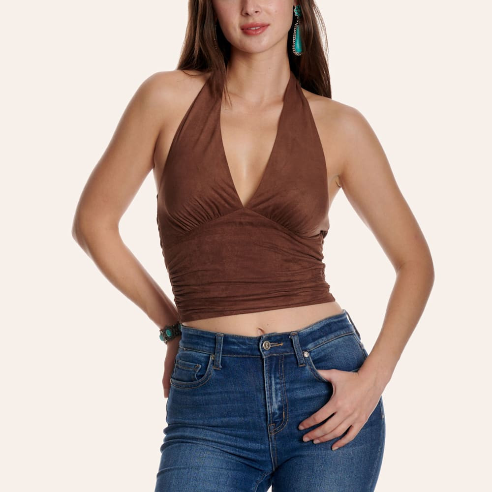 Moa Moa Women's Brown Halter Crop Top | Cavender's