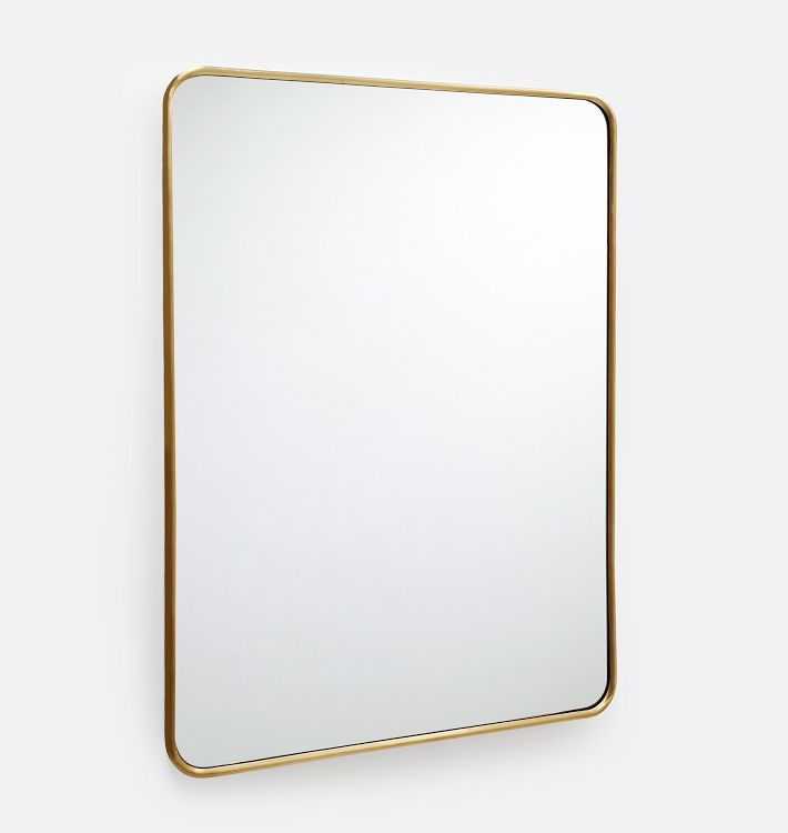 Rounded Rectangle Metal Framed Mirror - Brushed Nickel | Rejuvenation