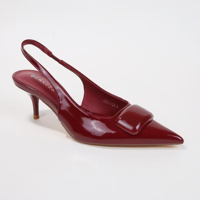 Berness Women's Jennifer Patent Slingback Kitten Heels with Geometric Embellishment Burgundy 8.5 | Target