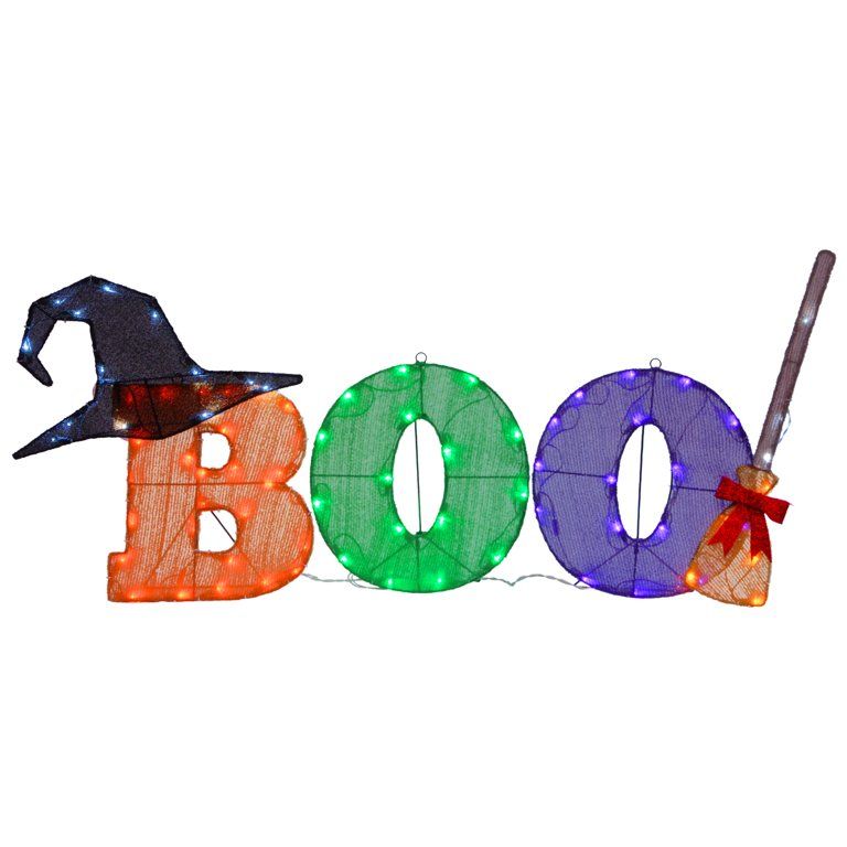 23" Orange and Purple LED Lighted BOO Sign Outdoor Halloween Decor | Walmart (US)