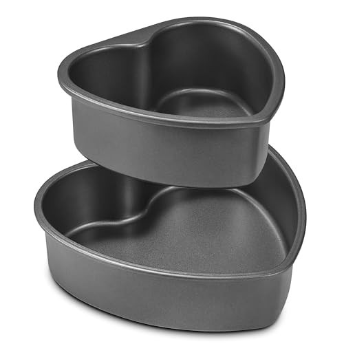 HONGBAKE Heart Shaped Cake Pan, Nonstick 8 & 6 inch Cheesecake Pans Set, Heart Shape Layer Cake Mold, Baking Tin for Valentine's Day, Weddings, 2 Pieces, Heavy Duty, Grey | Amazon (US)