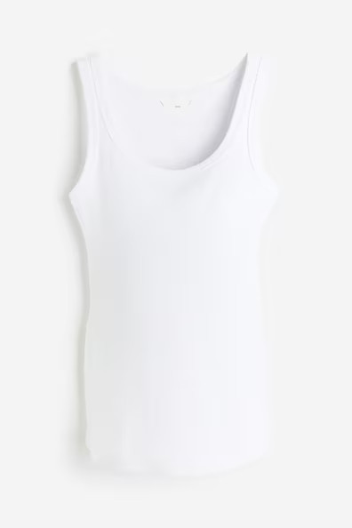 H & M - MAMA Ribbed Tank Top - White | H&M (US + CA)