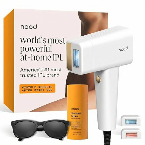 Nood™ NEW Flasher Pro + Slow-Grow Serum — IPL Laser Hair Removal Device for Women & Men + After Shave Serum to Slow Hair Regrowth While Reducing Ingrown Hair & Skin Irritation — Gloss White | Amazon (US)