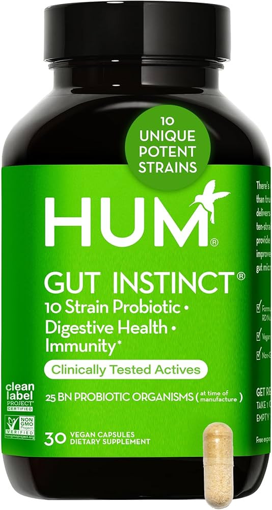 HUM Gut Instinct (30-Day Supply) - Daily Probiotics for Digestive Health for Women and Men - Lact... | Amazon (US)