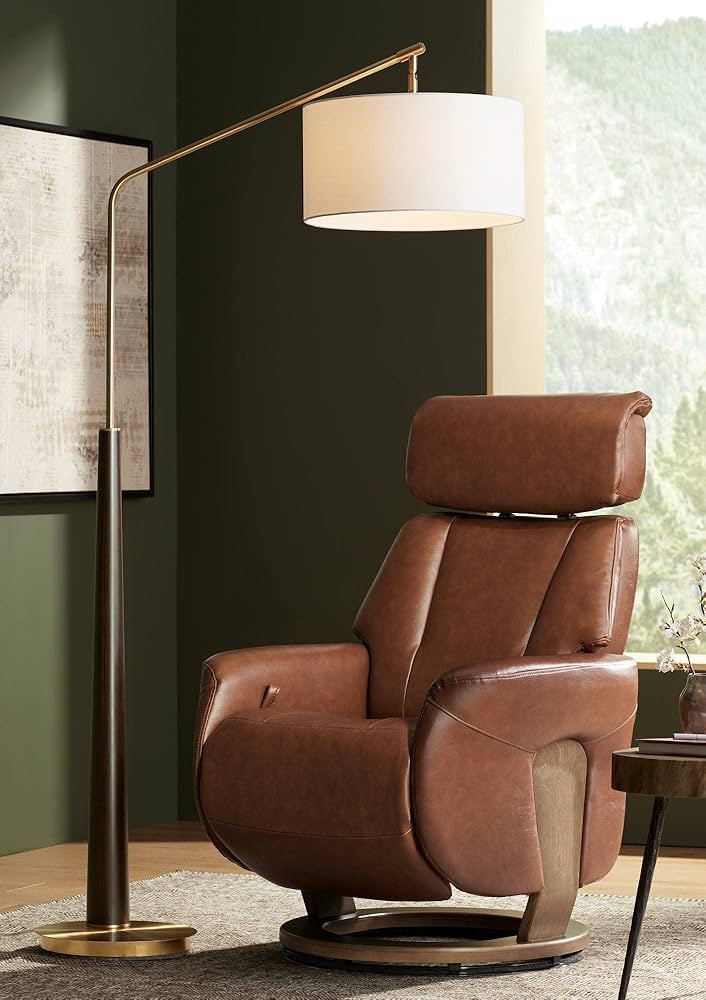 Possini Euro Design Pilar Mid Century Modern Arc Floor Lamp 72 1/2" Tall Espresso Warm Gold Metal... | Amazon (US)