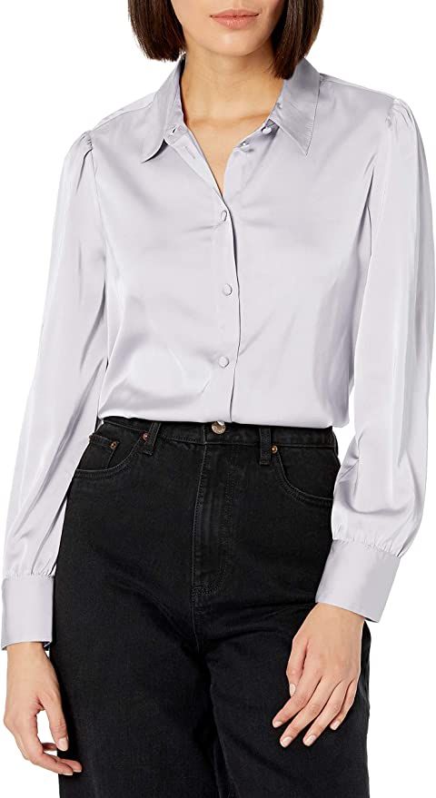 The Drop Women's @Lucyswhims Long-Sleeve Button Down Stretch Satin Shirt | Amazon (US)
