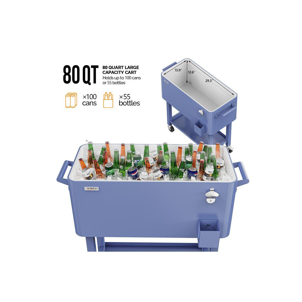 Karl Home 80 QT Haze Blue Cooler Cart for Party | Target