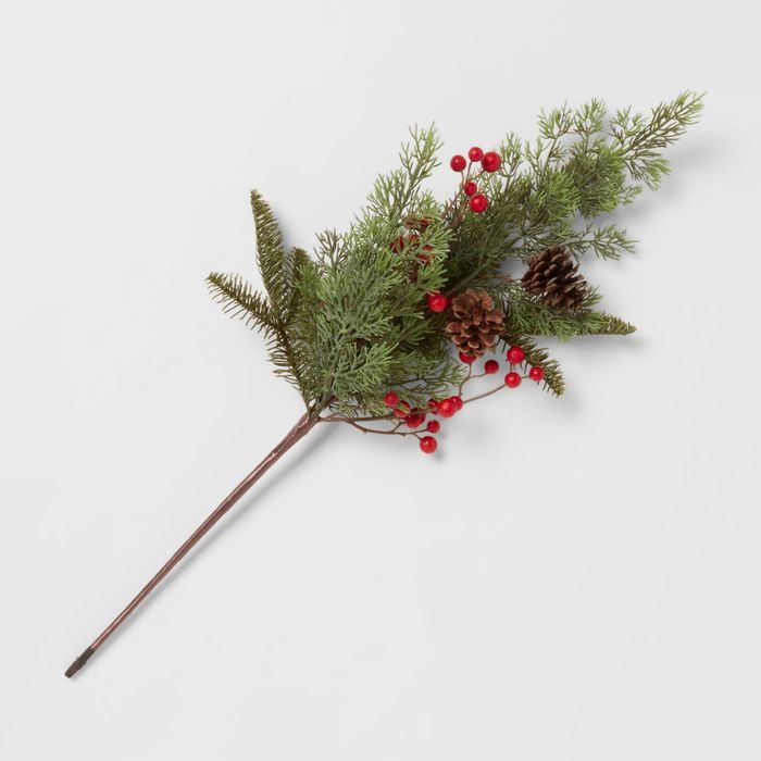 28" x 12" Artificial Pine & Red Berry Stem - Threshold™ | Target