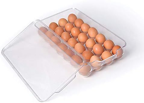 Totally Kitchen Plastic Egg Holder | BPA Free Fridge Organizer with Lid & Handles | Refrigerator ... | Amazon (US)