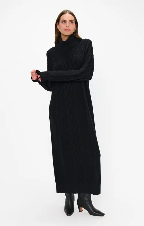 Show Me Your Mumu Montreal Midi Dress in Black Cable Knit at Nordstrom, Size Small | Nordstrom