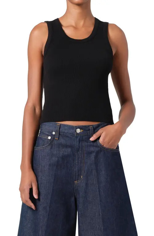 AGOLDE Poppy Shrunken Rib Tank in Black at Nordstrom, Size Small | Nordstrom