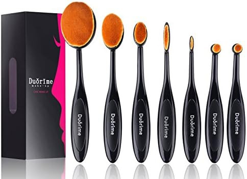 Duorime New 7pcs Black Oval Toothbrush Makeup Brush Set Cream Contour Powder Concealer Foundation... | Amazon (US)