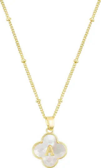 Mother-of-Pearl Clover Initial Pendant Necklace | Nordstrom Rack