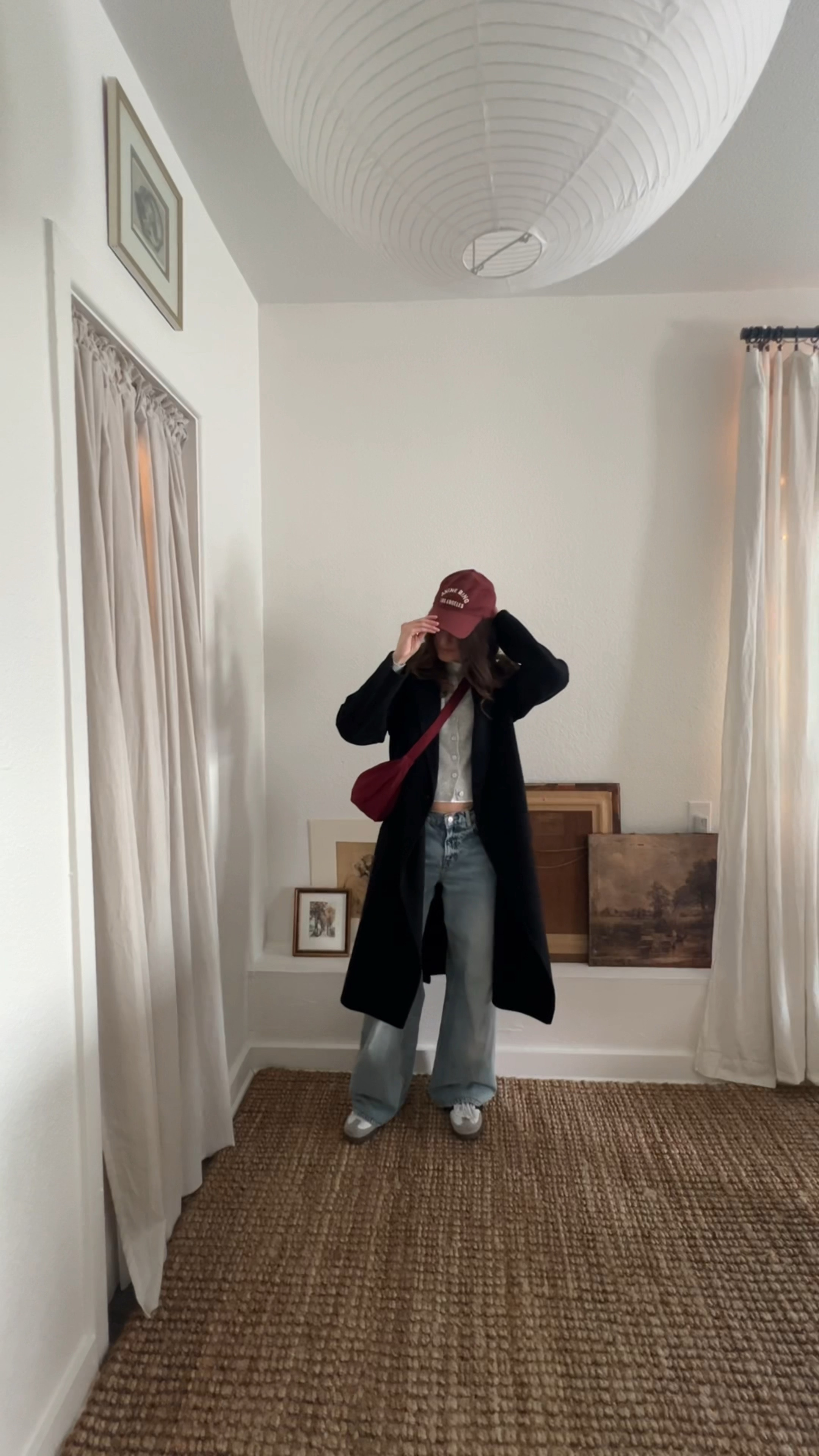 Cute winter outfit with Adidas sambas, jeans, a cardigan, and a long wool coat. 

#LTKStyleTip #LTKShoeCrush #LTKU