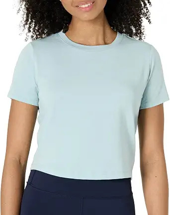 Amazon Essentials Women's Active Soft Cotton Crewneck Short Sleeve Yoga Workout Lightweight Cropp... | Amazon (US)