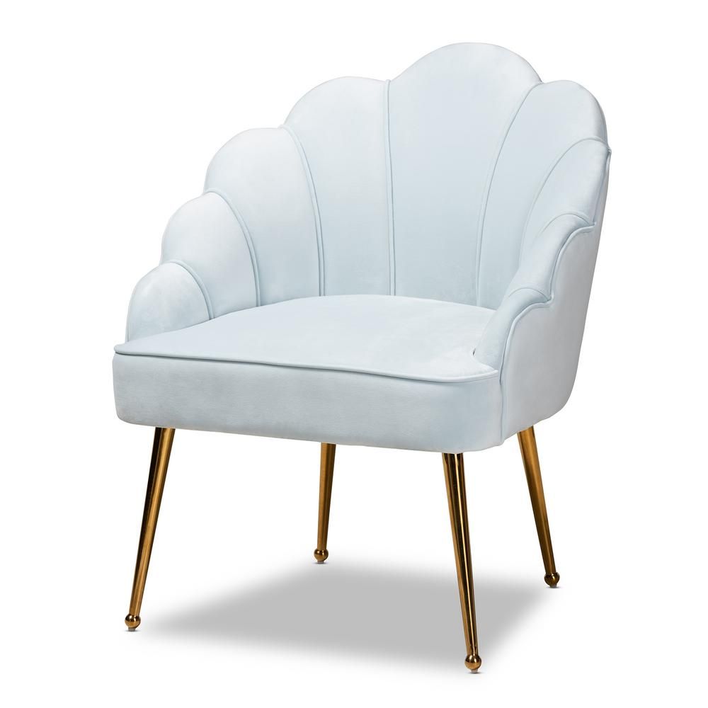 Baxton Studio Cinzia Light Blue Velvet Seashell Shaped Accent Chair | The Home Depot