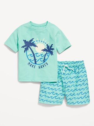 Unisex Graphic Rashguard Swim Top & Trunks for Toddler | Old Navy (US)