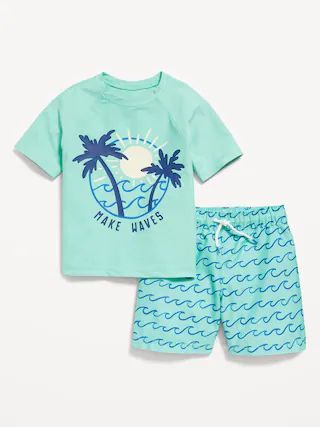 Unisex Graphic Rashguard Swim Top & Trunks for Toddler | Old Navy (US)