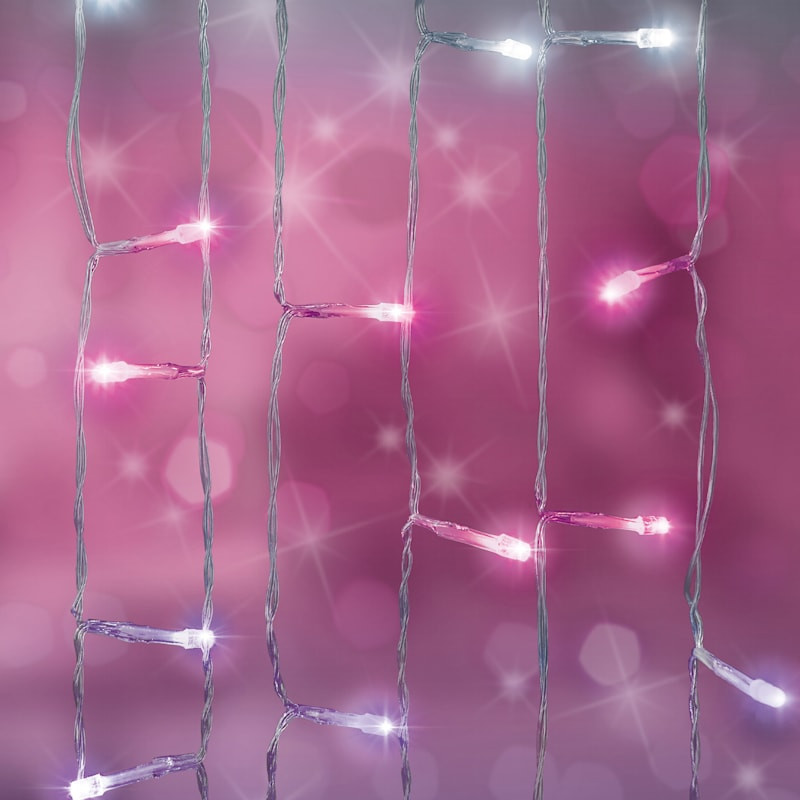 Pink LED Curtain String Lights | At Home