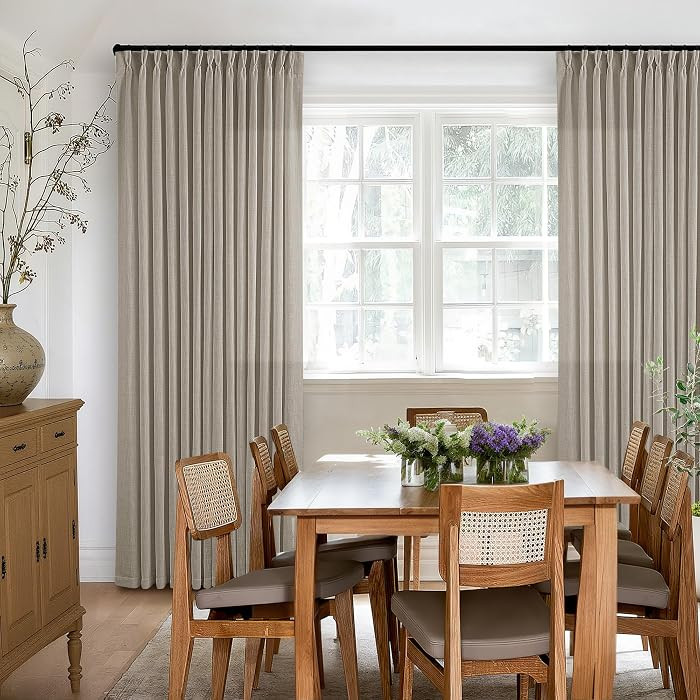 Taupe 90 Inch Pinch Pleated Linen Curtains 2 Panel Set for Living Room Thick Linen Textured Drapes 90 Inches Long Pinch Pleat Drapes Semi Sheer Curtain for Dining Bedroom Office Dark Flax Burlap | Amazon (CA)