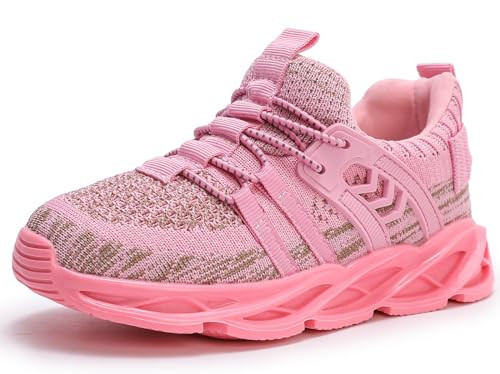 DADAWEN Boys Girls Sneakers Kids Lightweight Breathable Tennis Athletic Running Shoes for Toddler/Little Kid/Big Kid Hot Pink US Size 9 M Toddler | Amazon (US)
