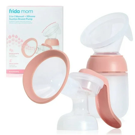 Frida Mom 2-in-1 Manual Breast Pump with Hands-Free Silicone Suction Cup, Milk Collector, Wireless Ergonomic Handle, and SoftFeel Flange for Breastfeeding | Walmart (US)