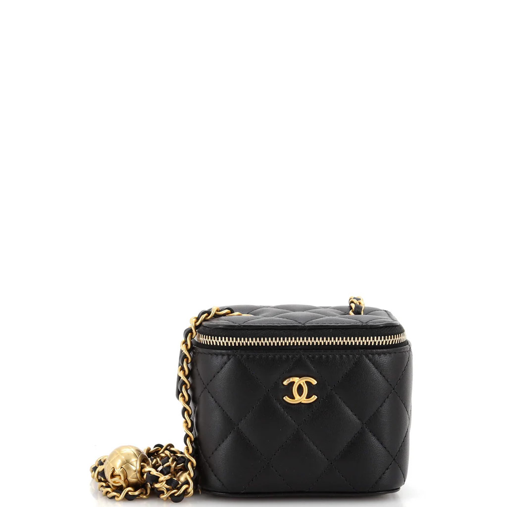 Pearl Crush Vanity Case with Chain Quilted Lambskin Mini | Rebag