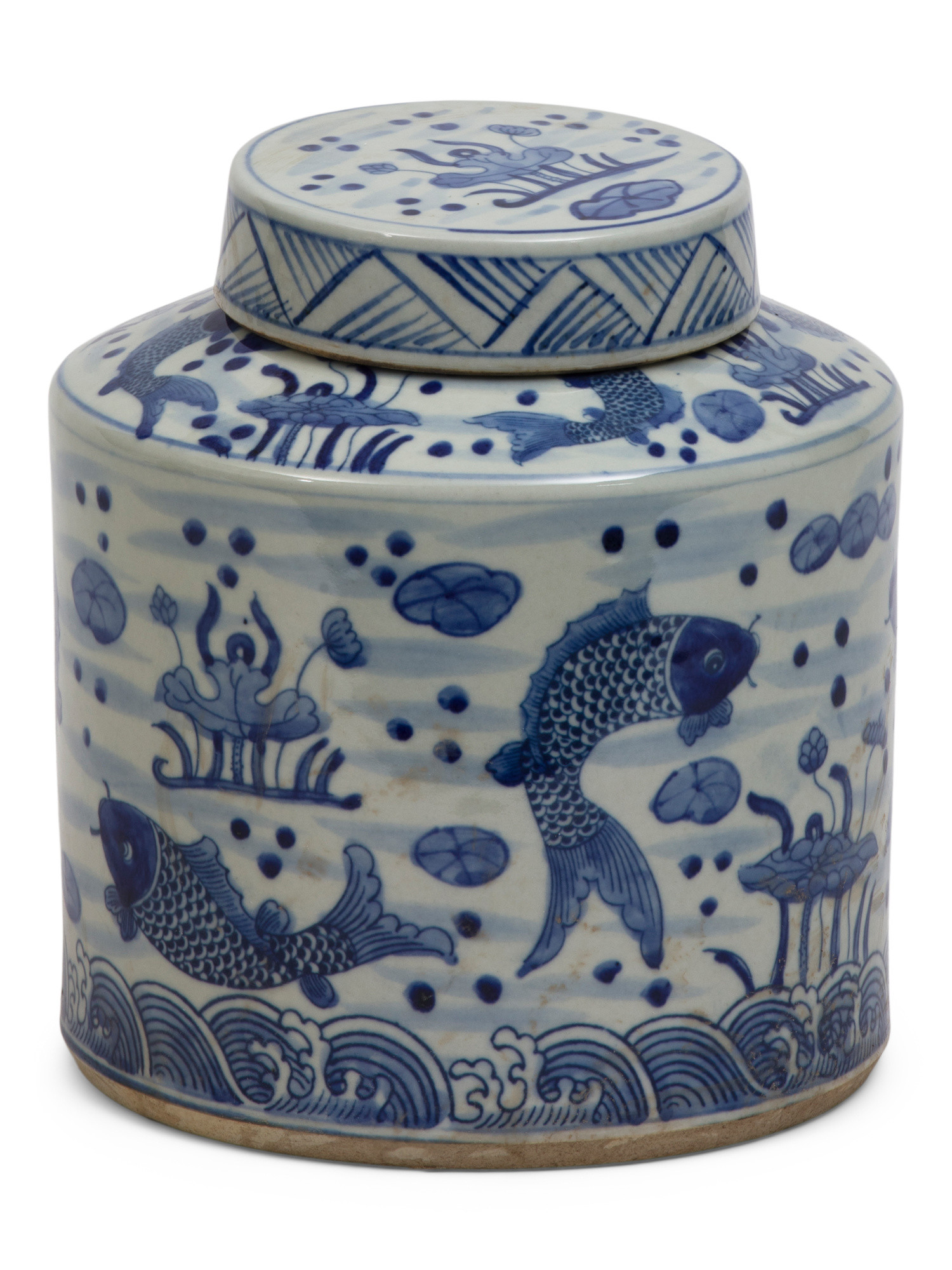 8x8.5in Fish Porcelain Cylinder Decorative Tea Jar With Lid | Home | Marshalls | Marshalls