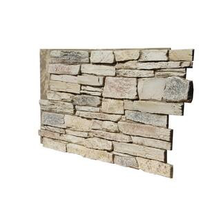 TRITAN BP Ledge Stone 48 in. x 24.25 in. Polyurethane Interlocking Siding Panel in Frosted Blush ... | The Home Depot