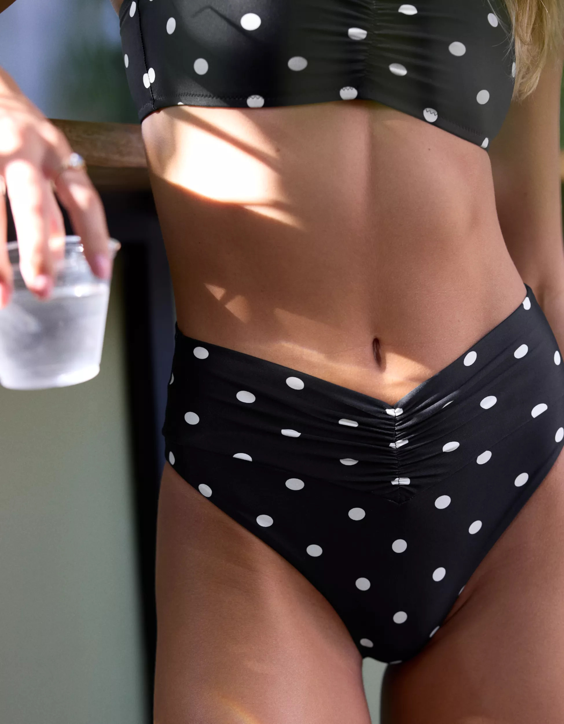 Aerie High Cut Ruched Cheeky Bikini Bottom | Aerie